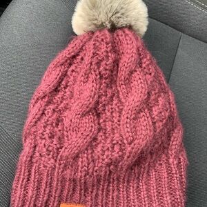 Ariat Burgundy Knit Beanie with Pom Pom